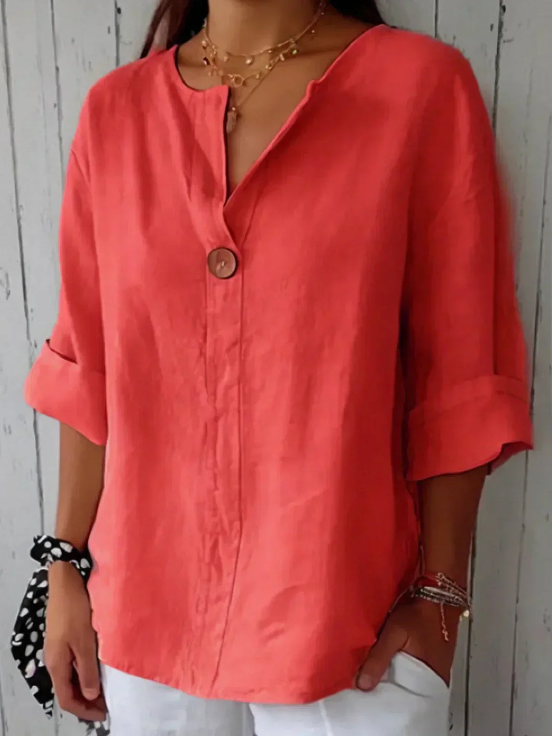 Susanne | V-Neck Linen Blouse