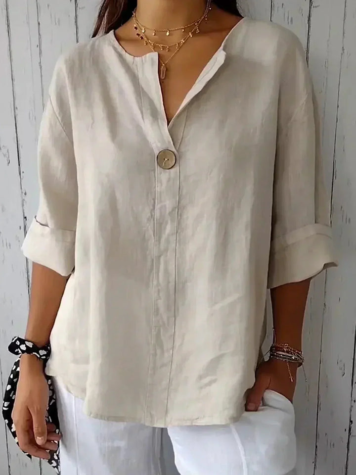 Susanne | V-Neck Linen Blouse