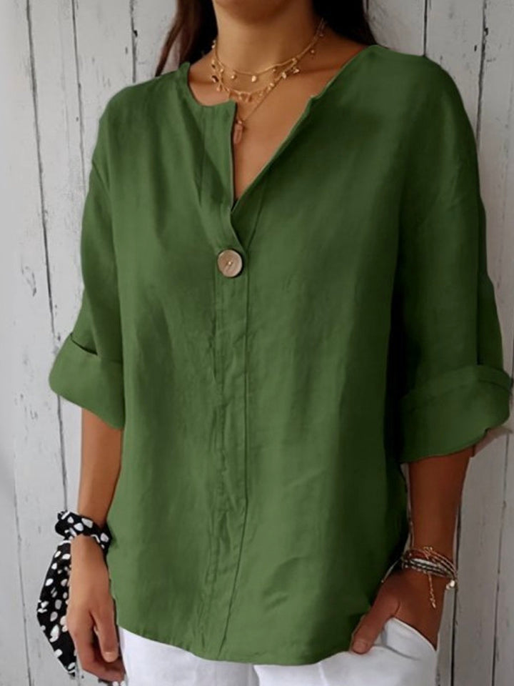 Susanne | V-Neck Linen Blouse