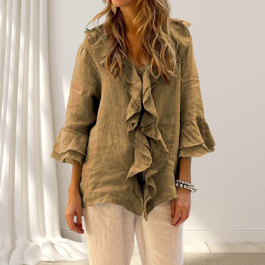 Angela | Linen Blouse with Ruffles