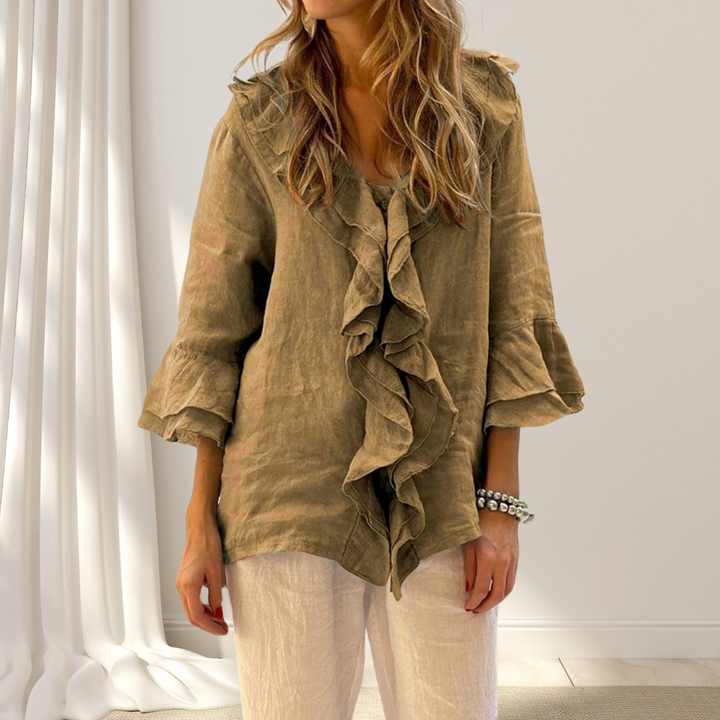 Angela | Linen Blouse with Ruffles