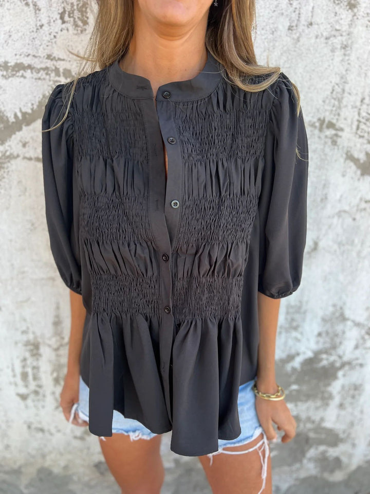Silvia | Pleated Blouse with Button Closure