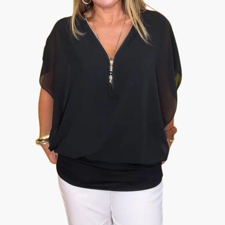 Helene | Chiffon Top with Zip