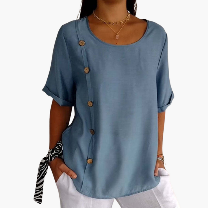 Heidi | Side Button Linen Blouse