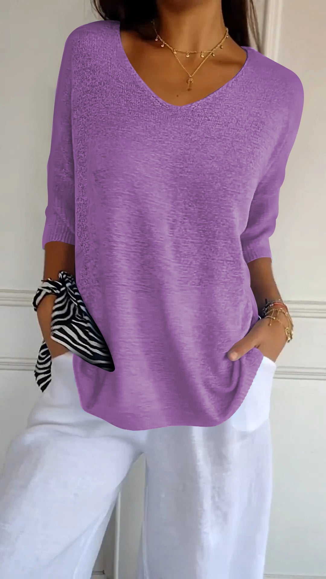 Anja | Knitted Top with V-Neck