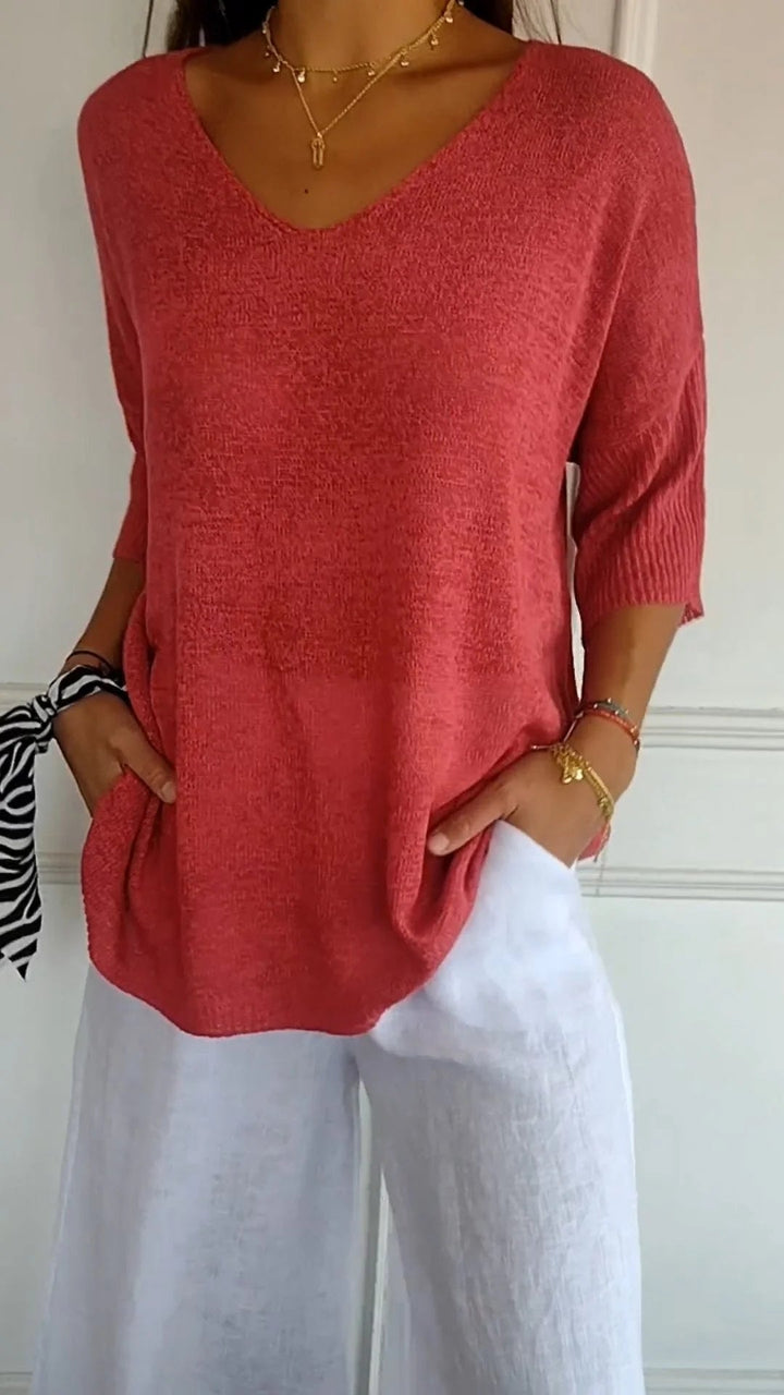 Anja | Knitted Top with V-Neck