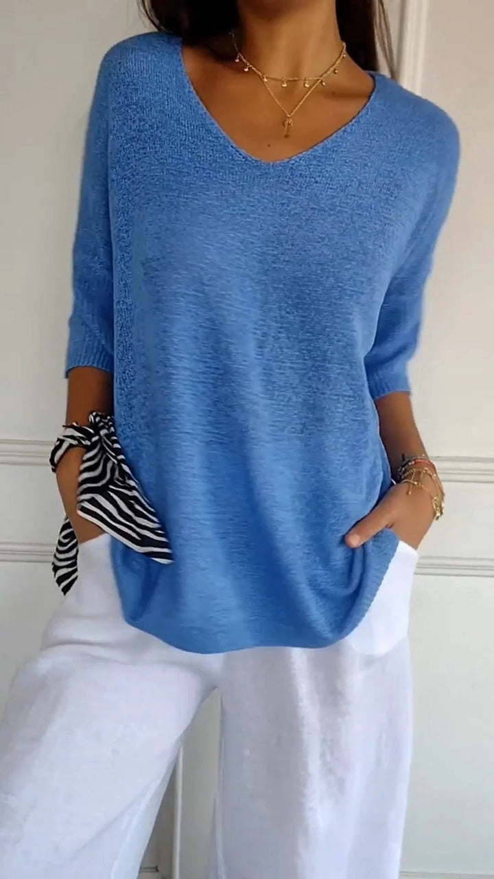 Anja | Knitted Top with V-Neck