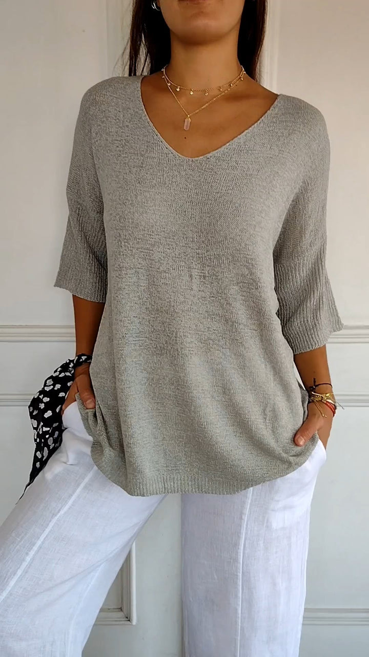 Anja | Knitted Top with V-Neck