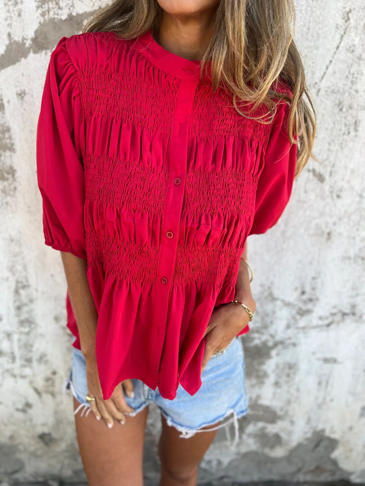 Silvia | Pleated Blouse with Button Closure