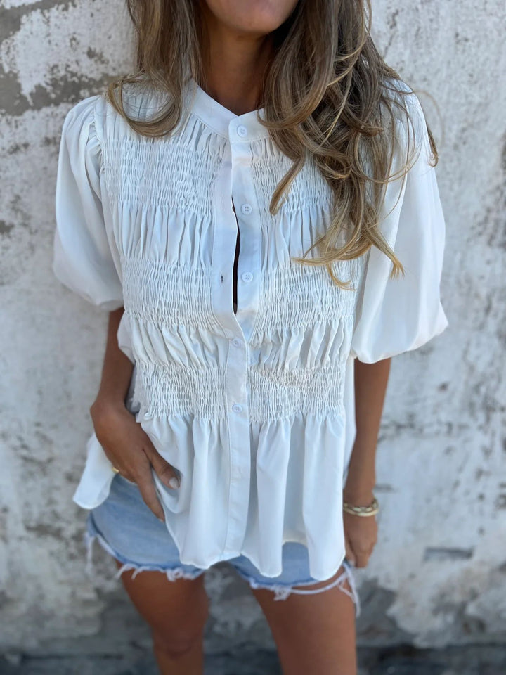 Silvia | Pleated Blouse with Button Closure