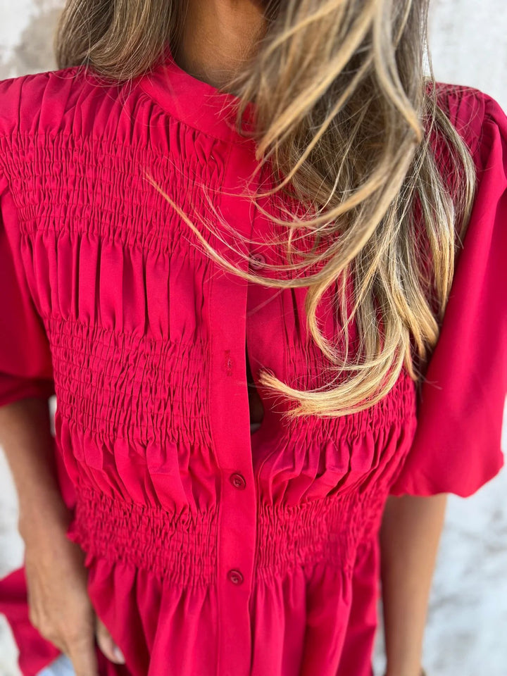Silvia | Pleated Blouse with Button Closure