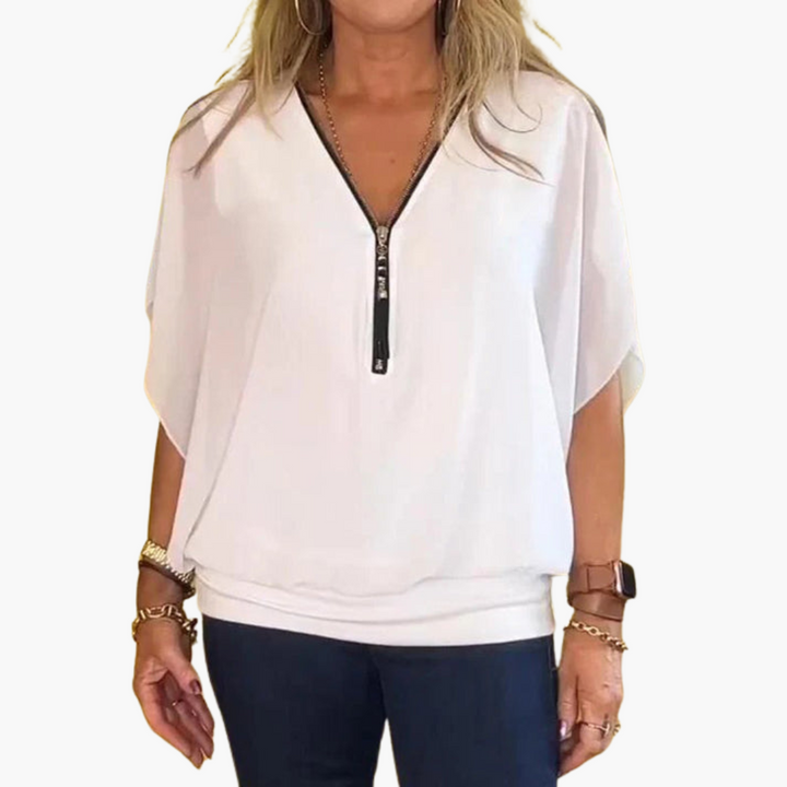 Helene | Chiffon Top with Zip