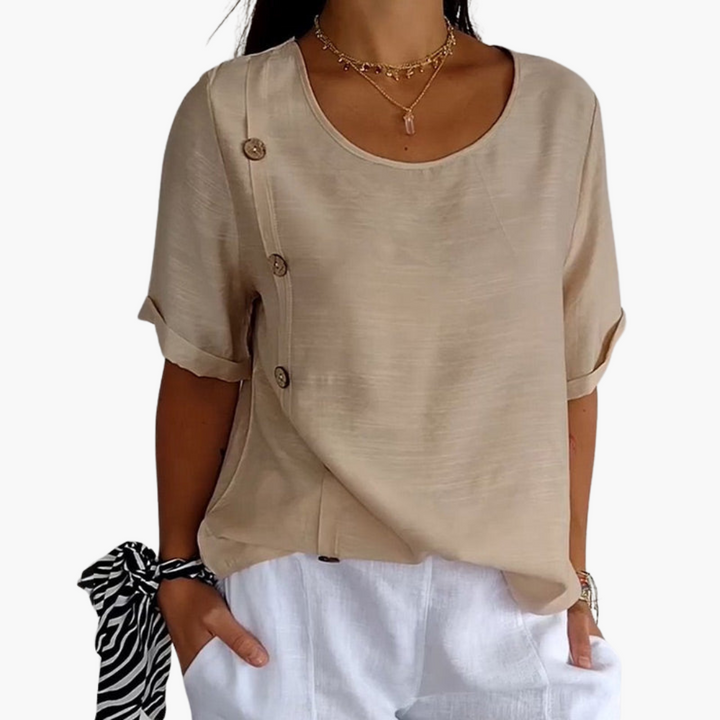 Heidi | Side Button Linen Blouse