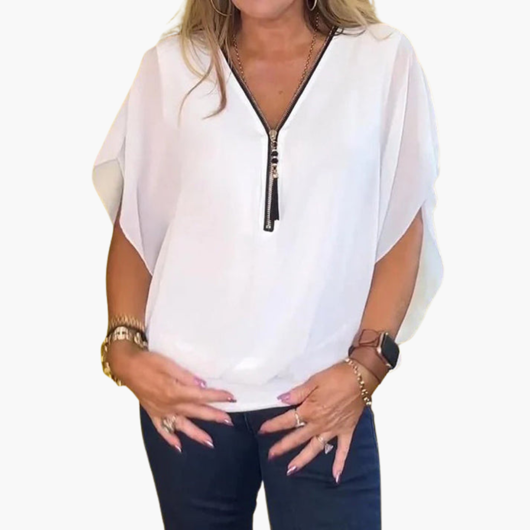 Helene | Chiffon Top with Zip