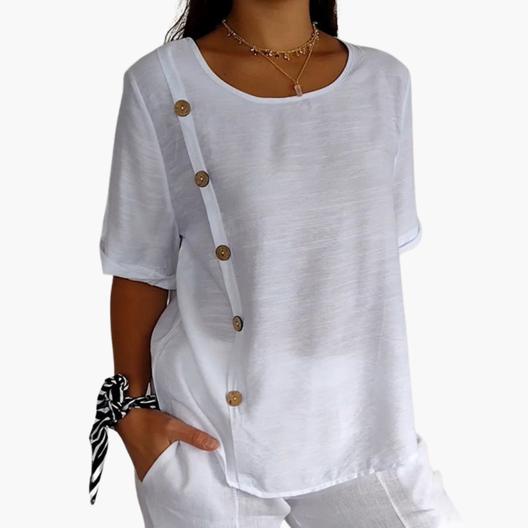 Heidi | Side Button Linen Blouse