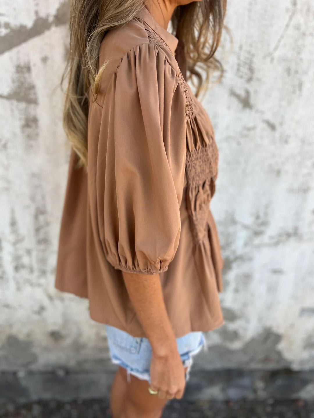 Silvia | Pleated Blouse with Button Closure