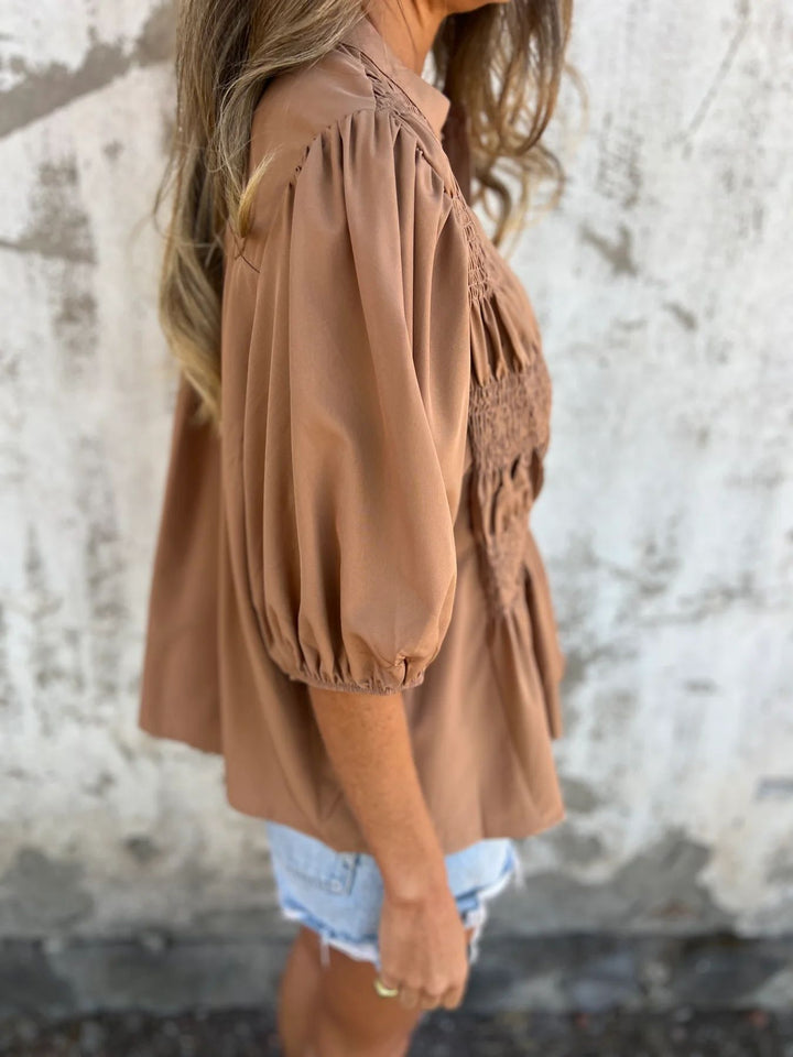 Silvia | Pleated Blouse with Button Closure