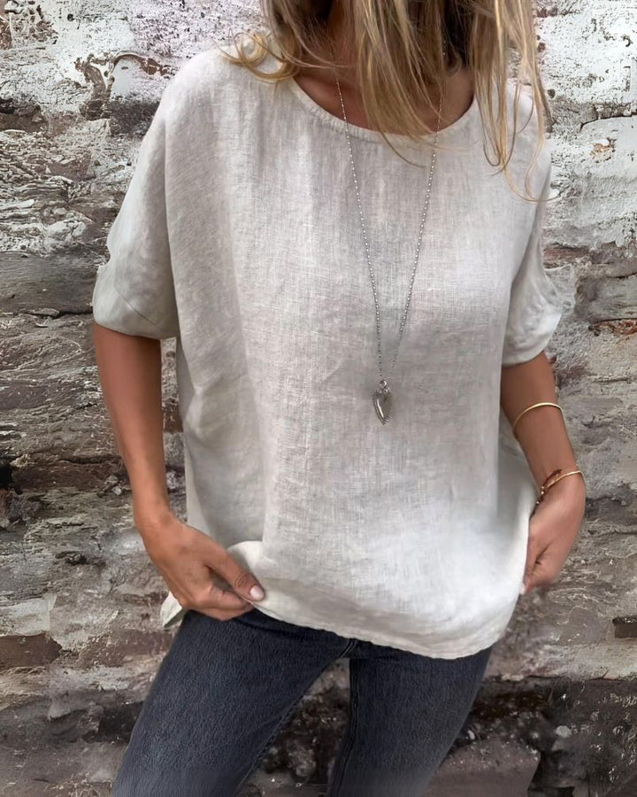 BOWIE | Round Neck Cotton And Linen T-Shirt