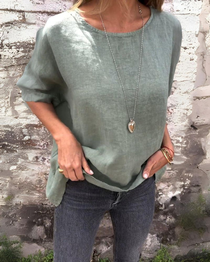 BOWIE | Round Neck Cotton And Linen T-Shirt