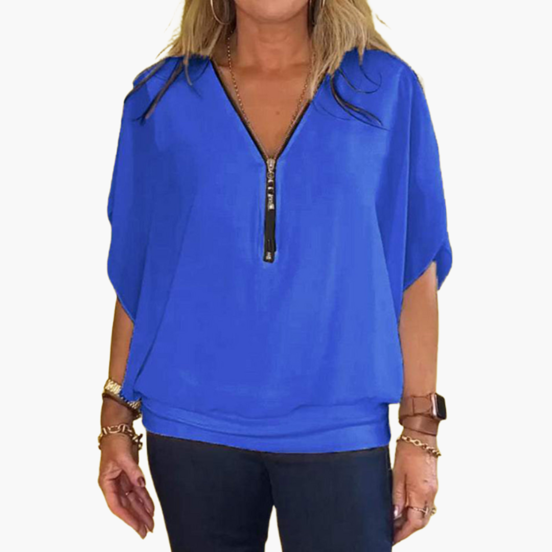 Helene | Chiffon Top with Zip