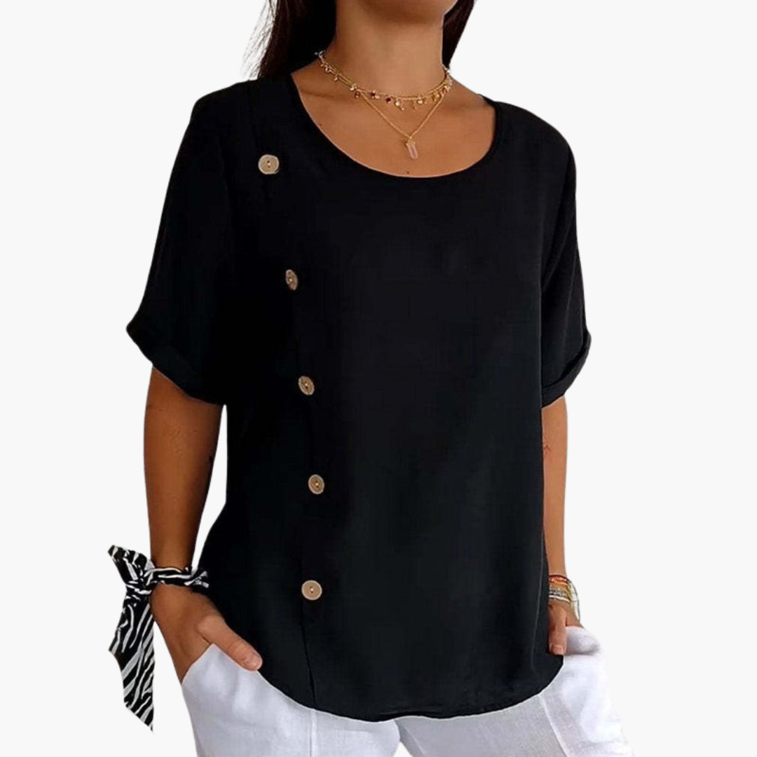 Heidi | Side Button Linen Blouse