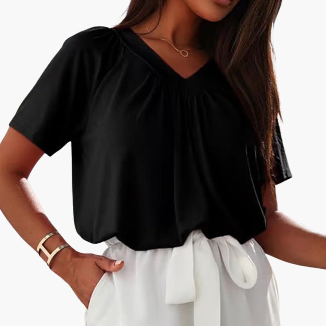 Leni | Top with Ruffled V-Neck