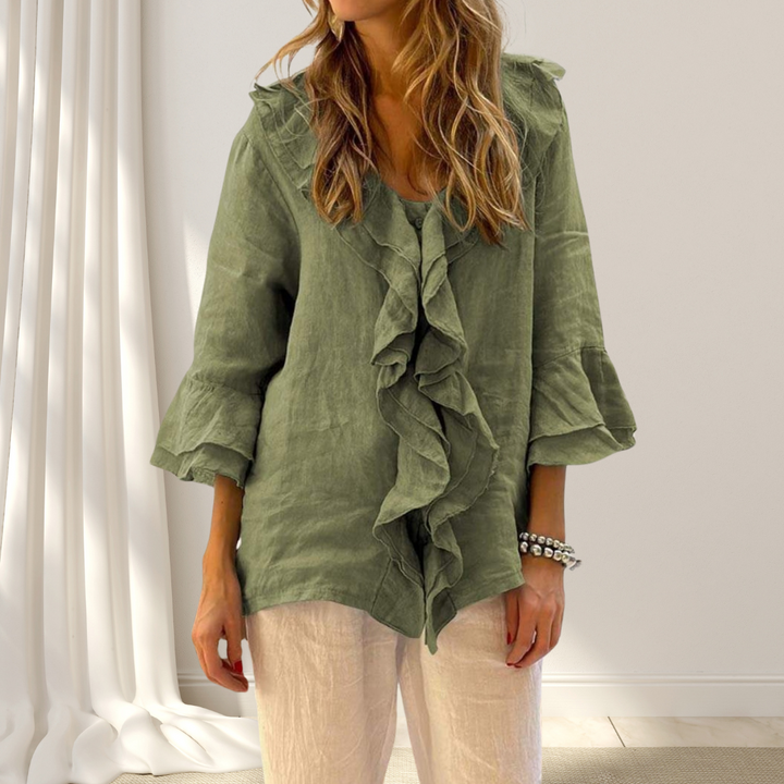 Angela | Linen Blouse with Ruffles