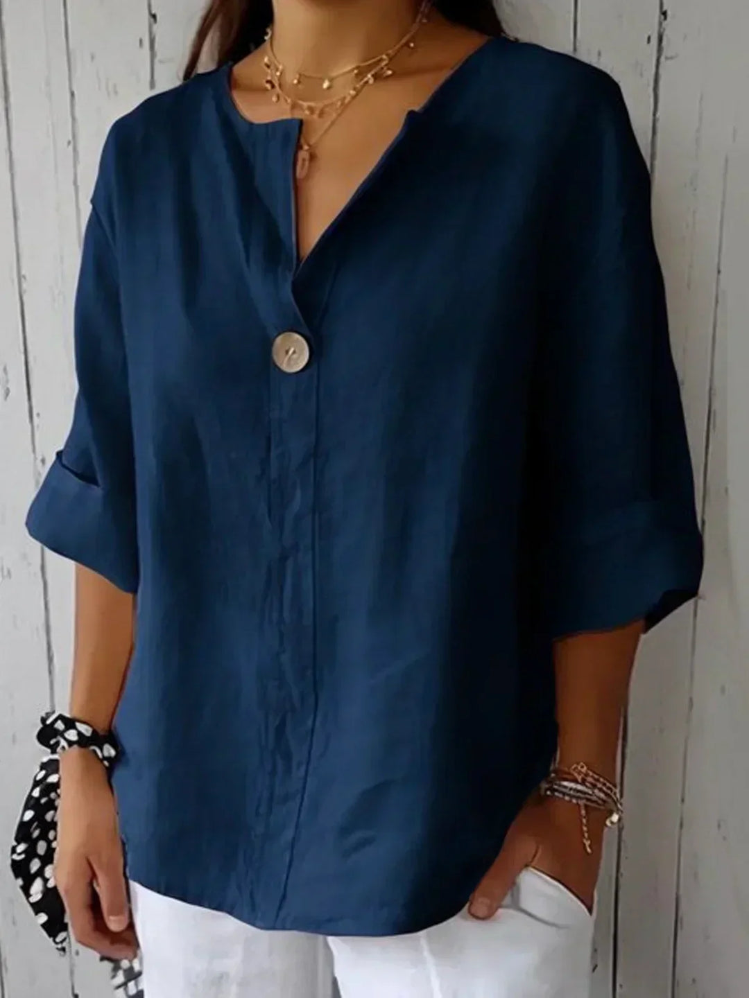 Susanne | V-Neck Linen Blouse