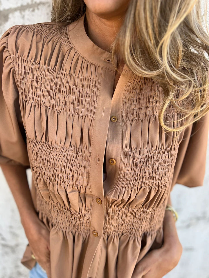 Silvia | Pleated Blouse with Button Closure