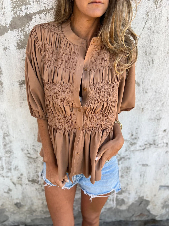 Silvia | Pleated Blouse with Button Closure