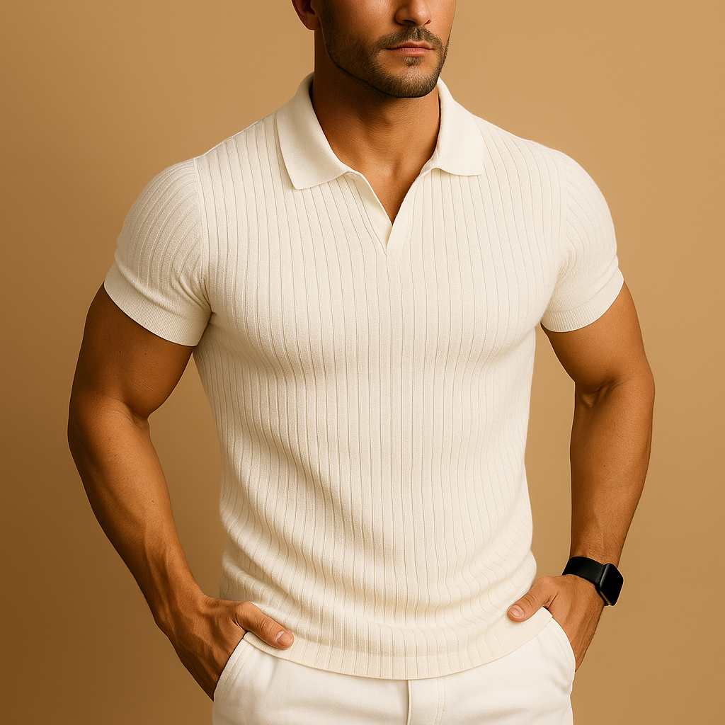 Finn | Tailored polo shirt with V-neck and short sleeves