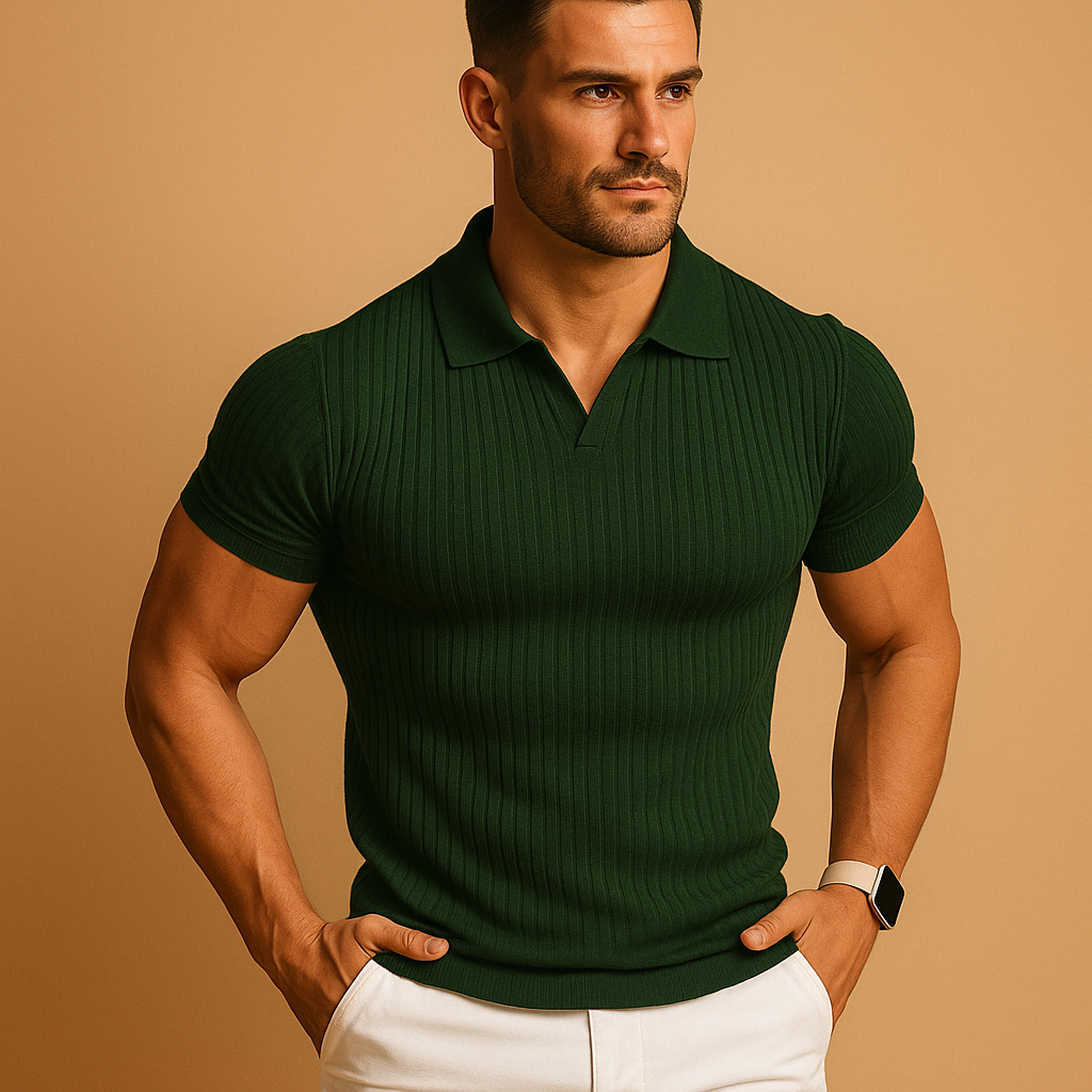Finn | Tailored polo shirt with V-neck and short sleeves