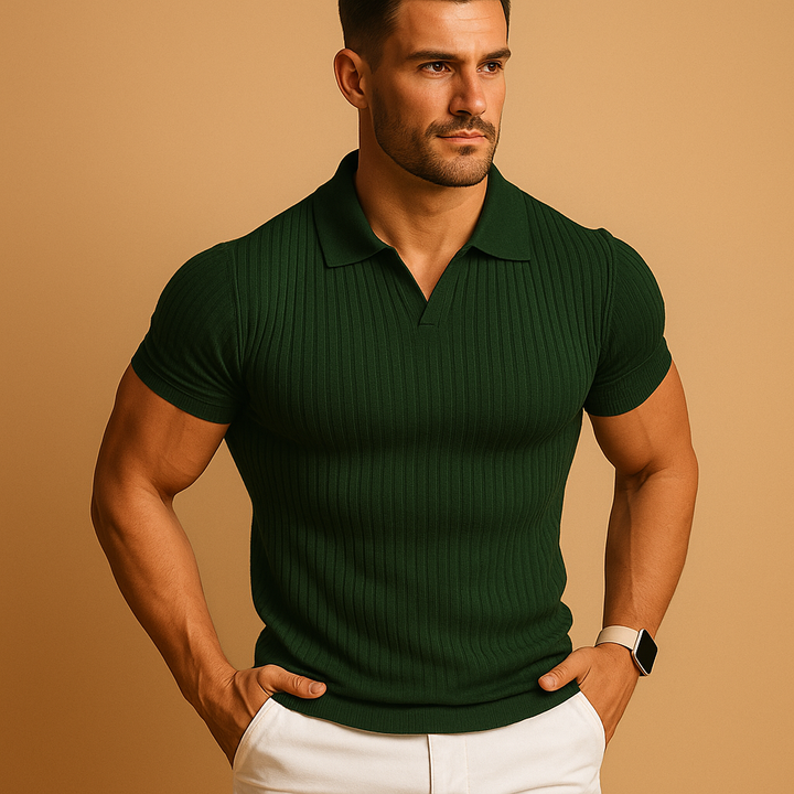 Finn | Tailored polo shirt with V-neck and short sleeves